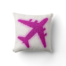 coussin carré d'avion rose parties scintillant