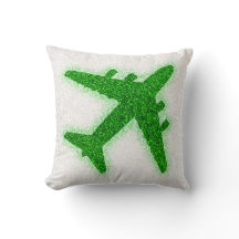 coussin carré d'avion vert parties scintillant