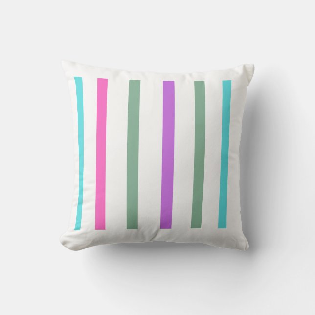 Coussin Carré de bandes verticales vives (Recto)