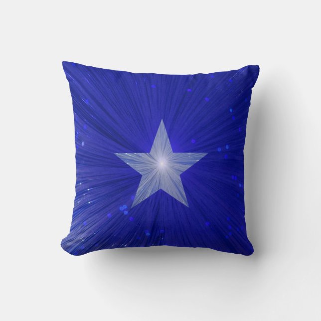 Coussin Carré de carreau imprimé par étoile bleu-foncé (Recto)