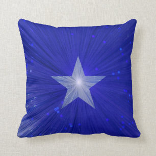 Coussin Carré de carreau imprimé par étoile bleu-foncé