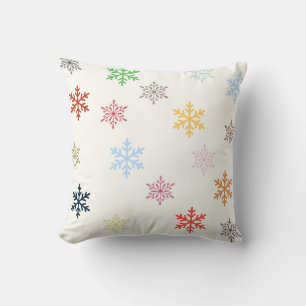 Coussin Carré de flocons de neige multicolores