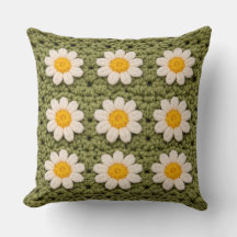 Carré de grand-mère Green Daisy Crochet Motif Flor