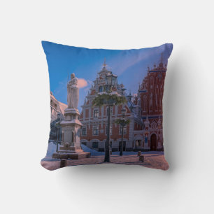 Coussin Carré de la mairie de Riga en hiver