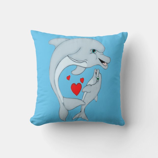 Coussin Carré de l'amour du dauphin maternel (Recto)