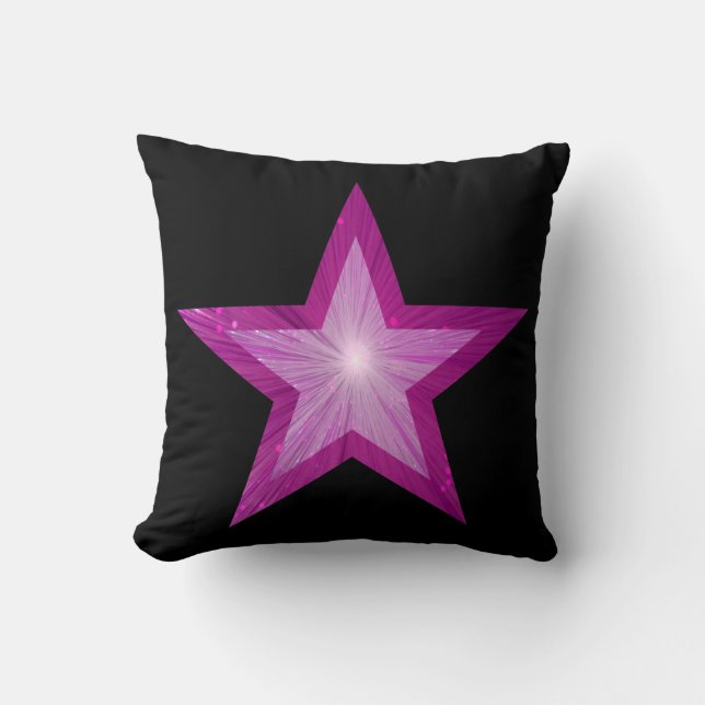 Coussin Carré de l'oreiller à jetons noir rose Star (Recto)