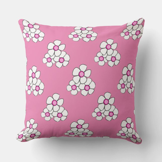 Coussin Carré de marguerite rose (Recto)