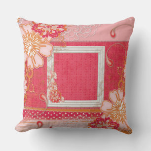 Coussin Carré de photo rose rouge floral