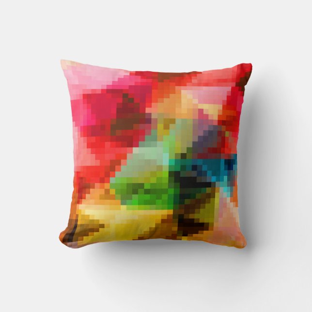 Coussin Carré de pixel géométrique polygonale flou brillan (Recto)