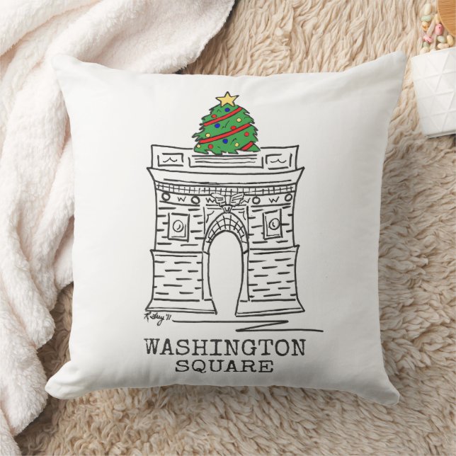 Coussin Carré de Washington Arch Tree NYC Noël (Couverture)