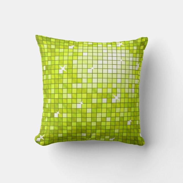 Coussin Carré d'oreiller à jetons Disco Tiles Lime (Recto)