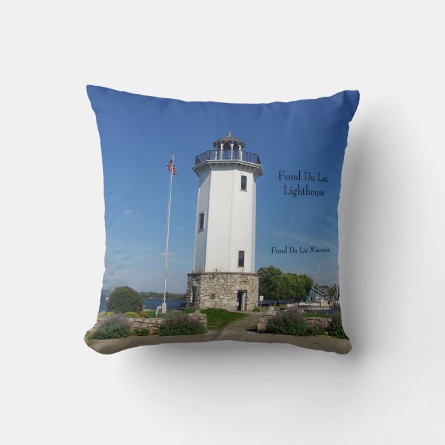 Coussin carré du phare Fond Du Lac (Recto)