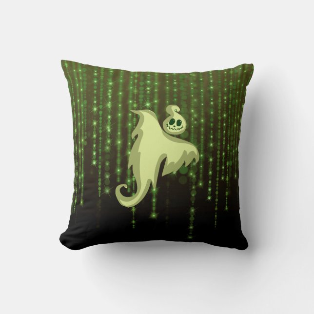 Coussin Carré éffrayant Ghost Green String (Recto)