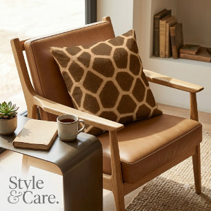 Coussin Carré élégant à motif girafe de qualité premium