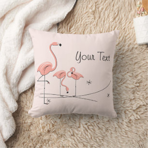 Coussin carré Flamants roses rose Trio 4 'Votre texte'