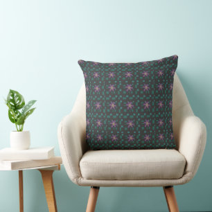 Coussin Carré Floral officiel Conundrum Lavande Turquoise 