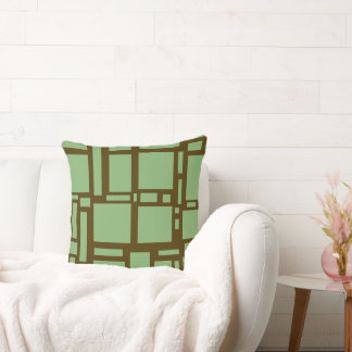 Coussin Carré formes art moderne vert brun