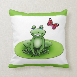Coussin carré "Froggy la grenouille", vert pomme