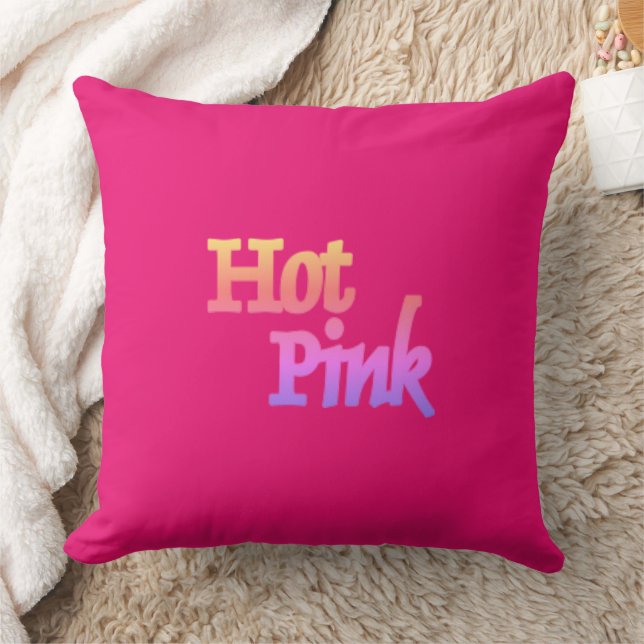 Coussin carré Hot Pink avec nom (Couverture)