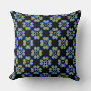 Coussin carré Jimette Design bleu sur noir