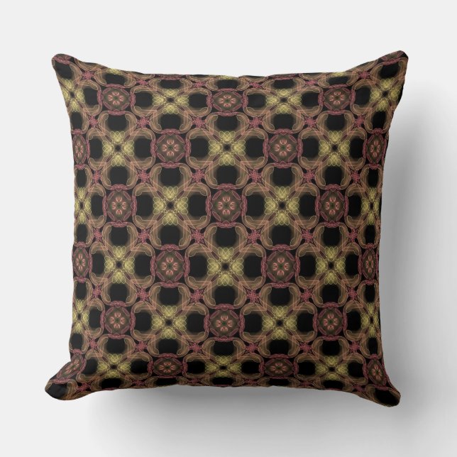 Coussin carré Jimette Design brun orange jaune (Recto)