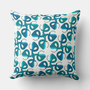 Coussin carré Jimette Design turquoise et blanc