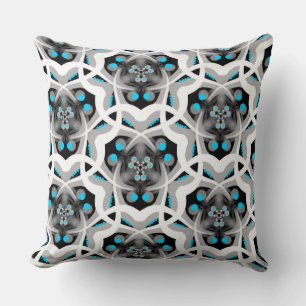 Coussin carré Jimette Design turquoise gris blanc