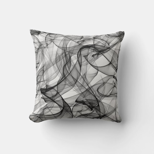 Coussin Carré Lignes Fumée Noire (Recto)