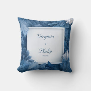 Coussin Carré Moderne Floral Bleu Cobalt Monochrome