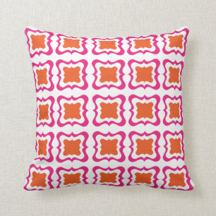 Coussin Carré moderne Répéter Motif Hot rose Orange Bla