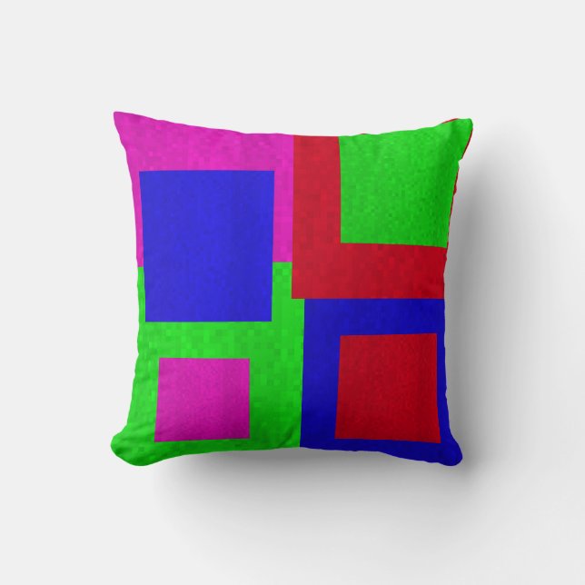 Coussin Carré Mosaïque Blocs Abstrait Poussin, (Recto)