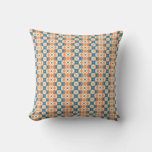 Coussin Carré orange et bleu