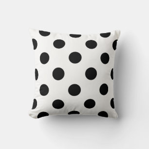 Coussin carré, Pois, noir et blanc