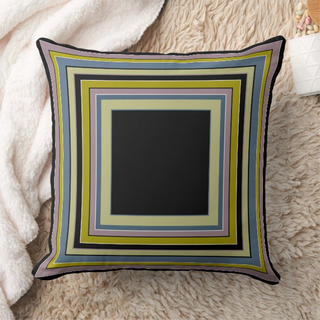 Coussin Carré rayé motif gris olive classique (Couverture)