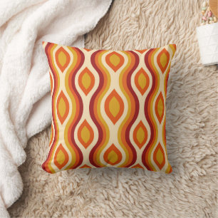 Coussin Carré rétro en forme de sablier ogee en orange, mo