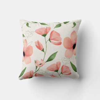 Coussin Carré rose blanc Aquarelle