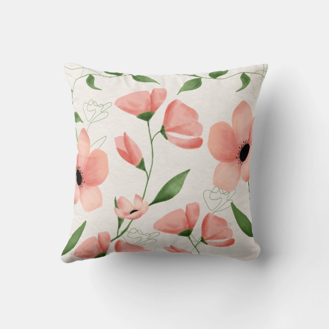 Coussin Carré rose blanc Aquarelle (Verso)