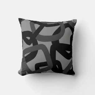 Coussin Carré Tangle noir et gris charbon