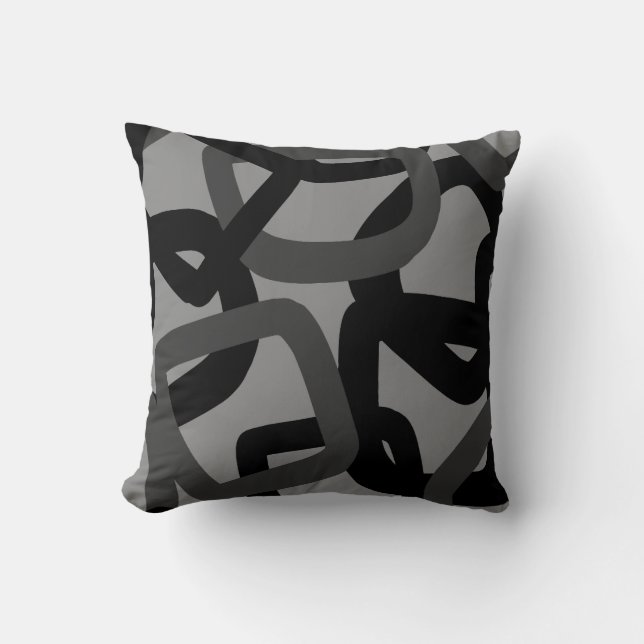 Coussin Carré Tangle noir et gris charbon (Recto)