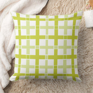 Coussin Carré Vérifier Motif Pear Vert Blanc