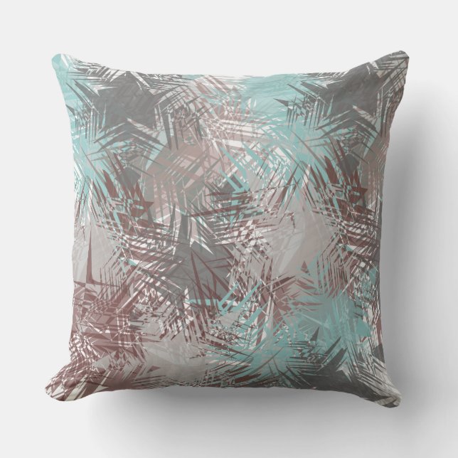 Coussin Carreau abstrait en pastel bleu et de gris de (Recto)