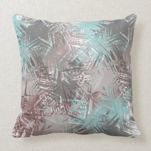 Coussin Carreau abstrait en pastel bleu et de gris de