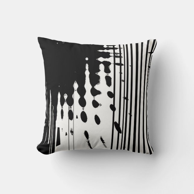 Coussin Carreau abstrait noir et blanc (Recto)