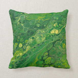 Coussin Carreau abstrait vert et du jaune  
