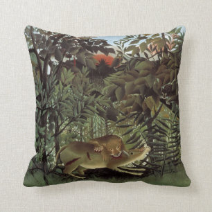 Coussin Carreau affamé du lion de Rousseau