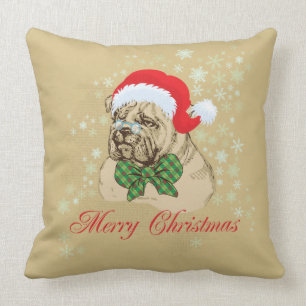 Coussin Carreau anglais vintage de Noël de bouledogue