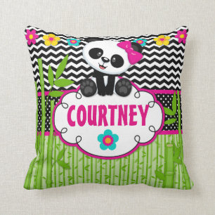 Coussin Carreau animal de monogramme d'ours panda