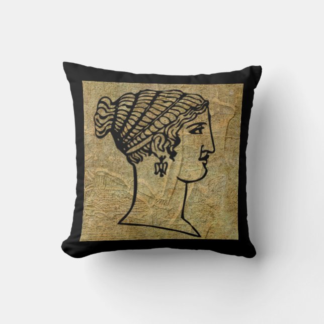 Coussin Carreau antique grec de rouleau de femme Grecque (Recto)
