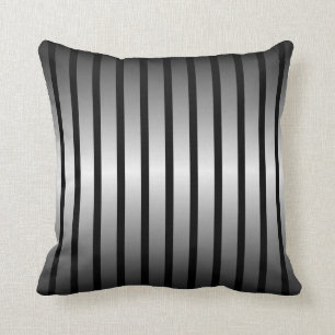 Coussin Carreau argenté noir de rayure verticale