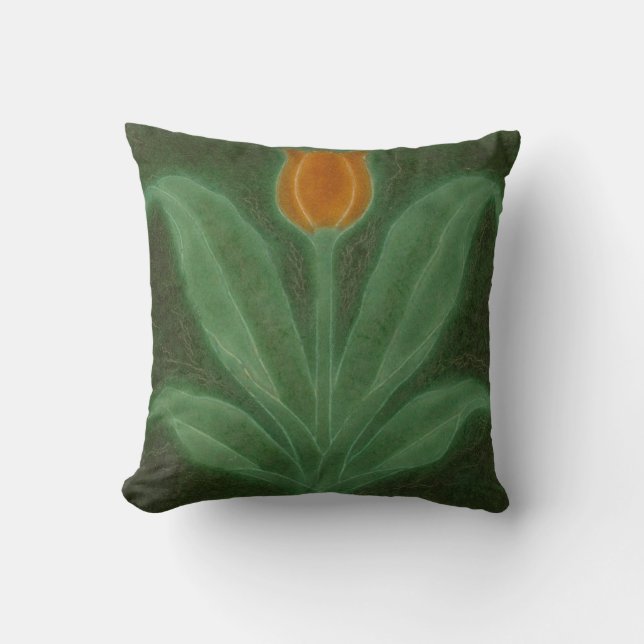 Coussin Carreau Art Nouveau Tulipe Jaune Vert Repro (Recto)